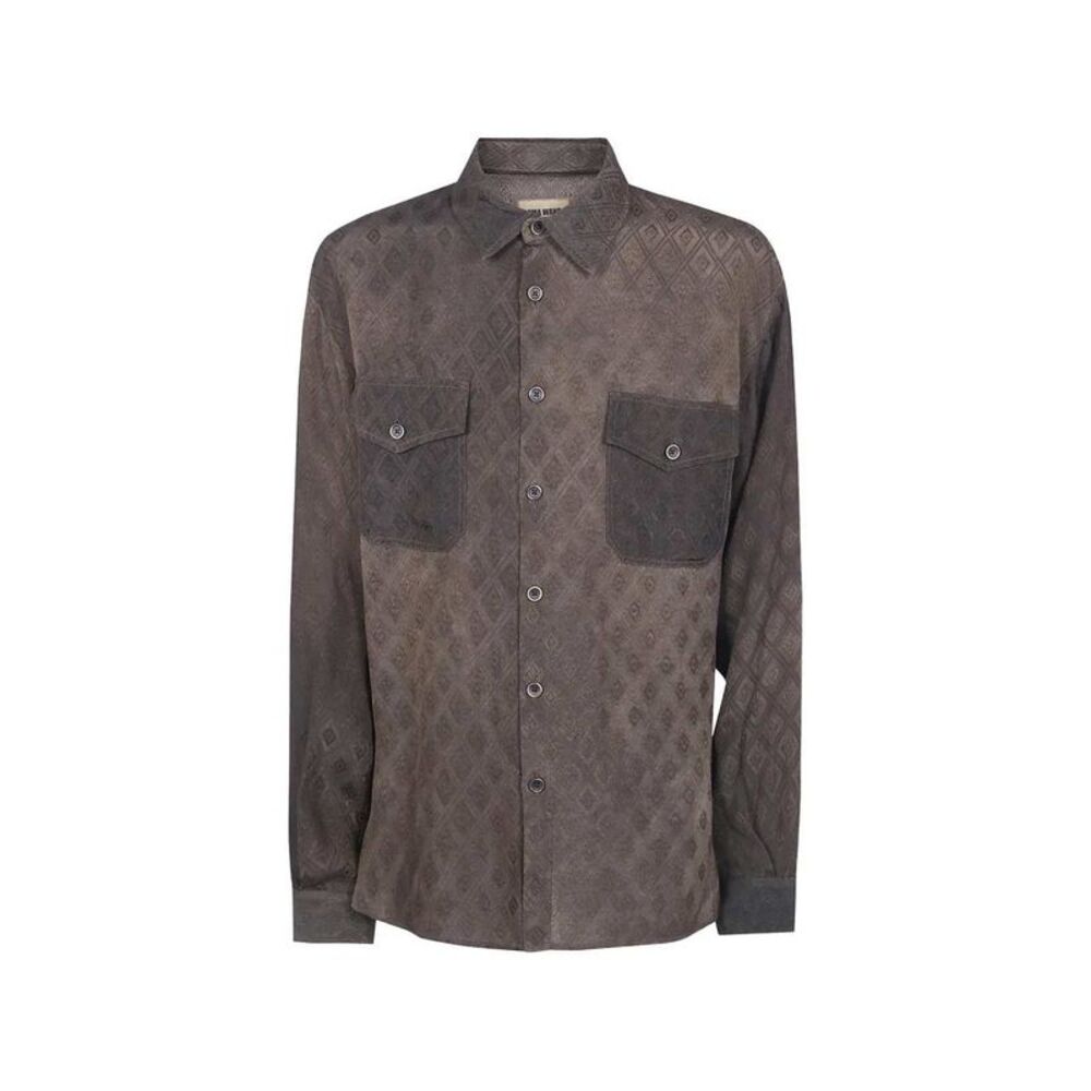 Uma Wang Men Diamond-Patterned Button-Down Shirt